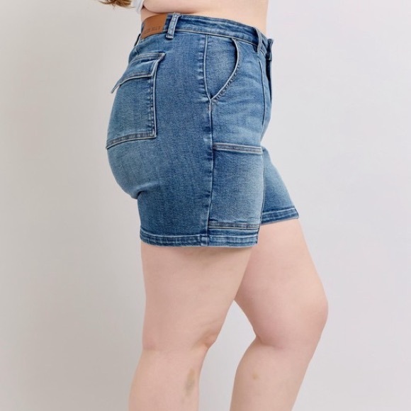 Judy Blue Full Size High Rise Denim Shorts - Picture 7 of 9